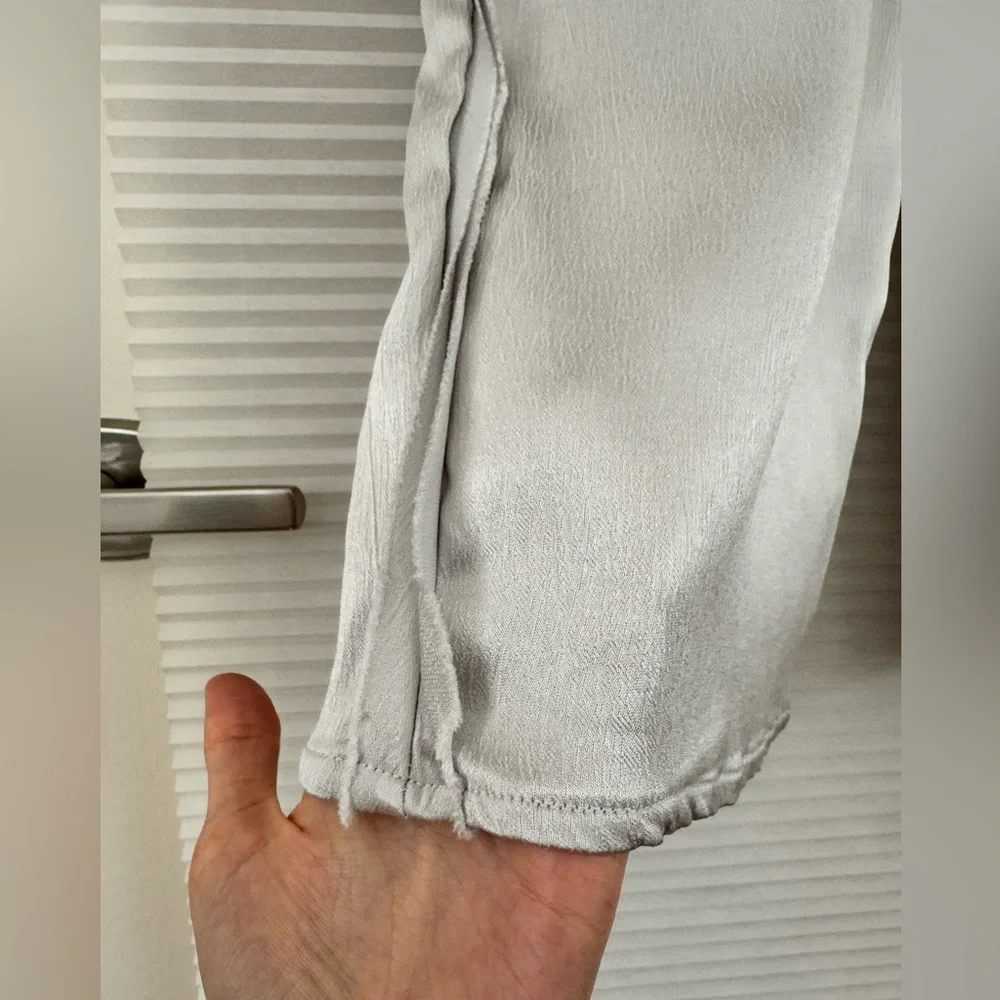 Zara SATIN EFFECT STRAIGHT LEG PANTS SILVER  size XS - Picture 15 of 17